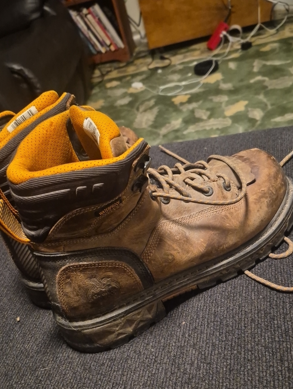 Georgia Boot Brown Leather Work Boots with Orange Lining